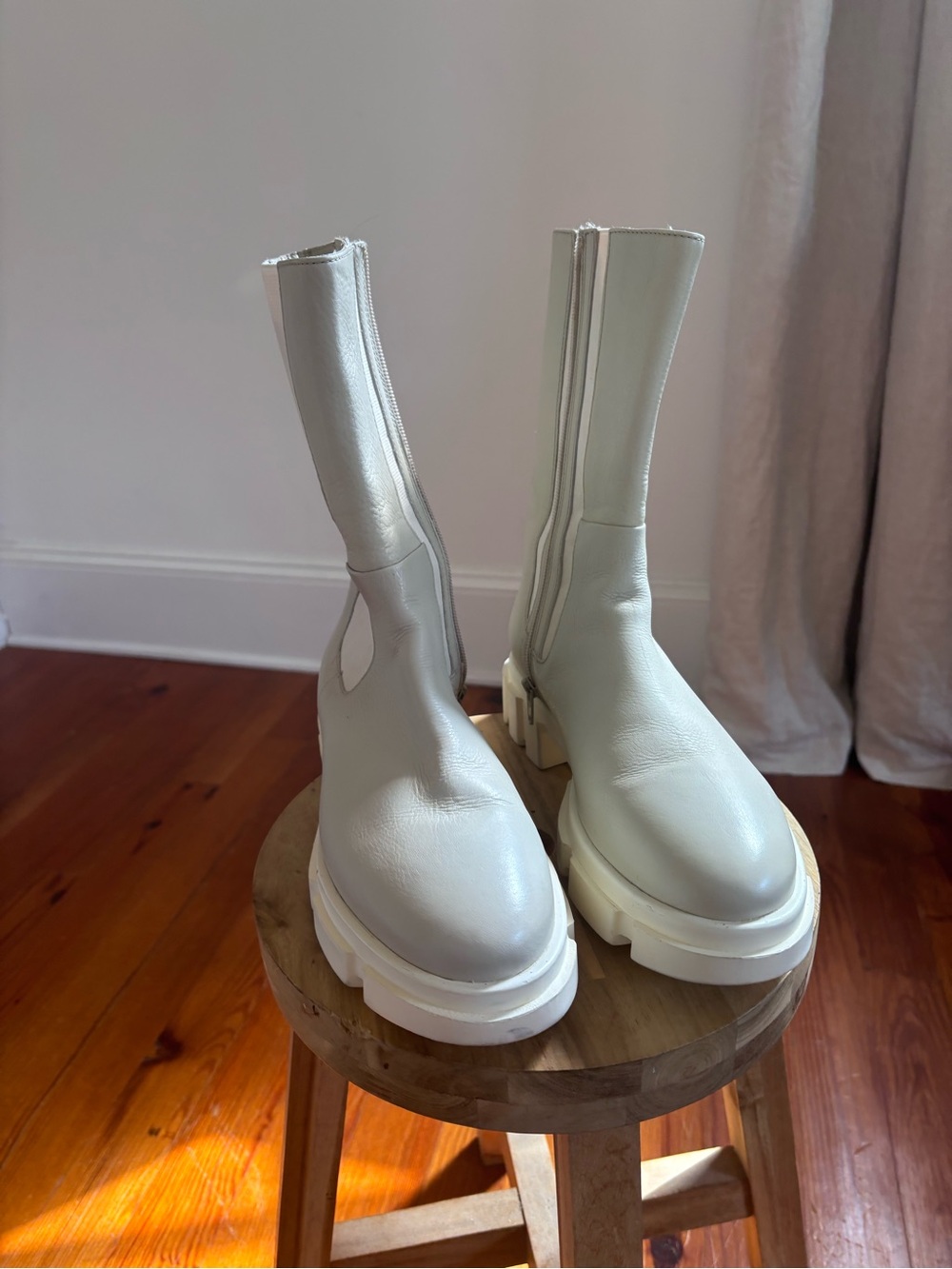 Free People Size 9 Women's White Platform Chelsea Boots